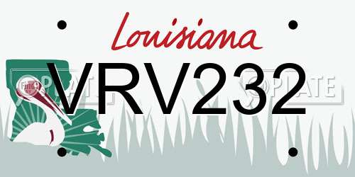 VRV232 Louisiana License Plate