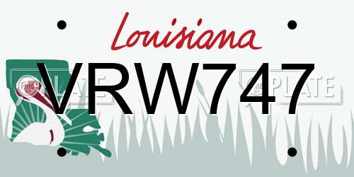 VRW747 Louisiana License Plate