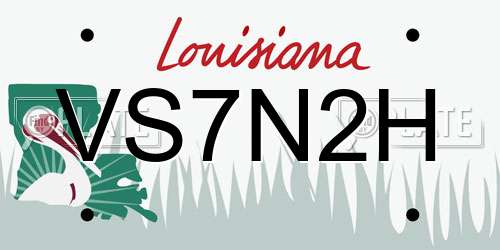 VS7N2H Louisiana License Plate