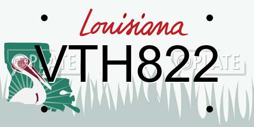 VTH822 Louisiana License Plate