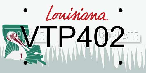 VTP402 Louisiana License Plate