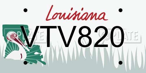 VTV820 Louisiana License Plate