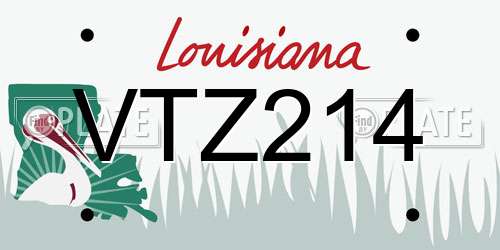 VTZ214 Louisiana License Plate