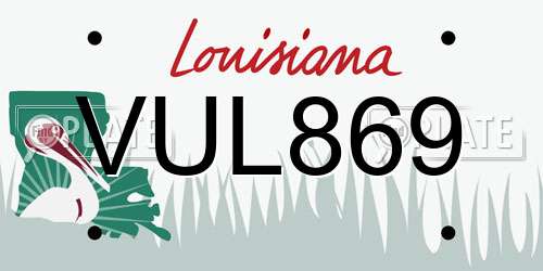 VUL869 Louisiana License Plate