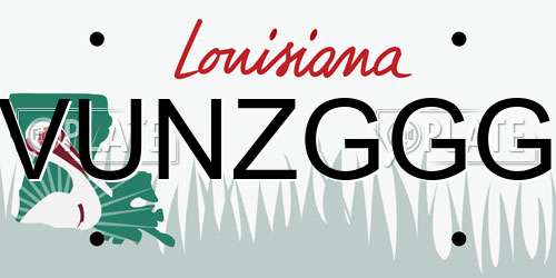 VUNZGGG Louisiana License Plate