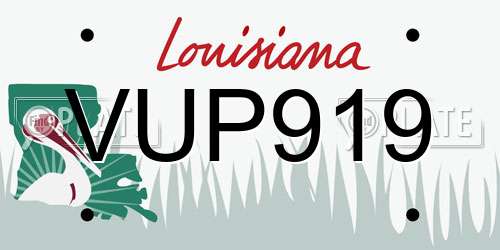 VUP919 Louisiana License Plate