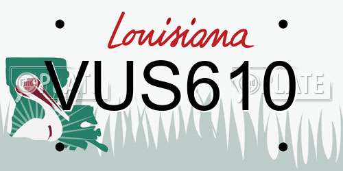 VUS610 Louisiana License Plate