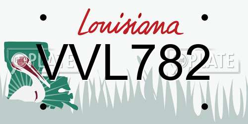 VVL782 Louisiana License Plate