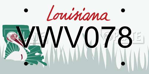 VWV078 Louisiana License Plate