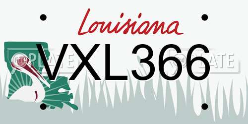 VXL366 Louisiana License Plate