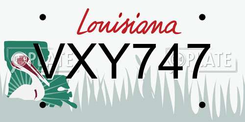 VXY747 Louisiana License Plate
