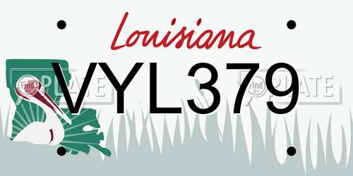 VYL379 Louisiana License Plate