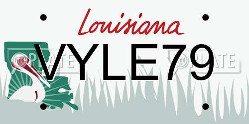 VYLE79 Louisiana License Plate