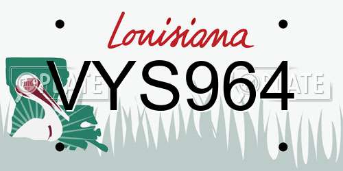 VYS964 Louisiana License Plate