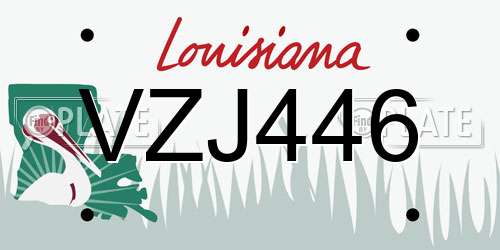 VZJ446 Louisiana License Plate