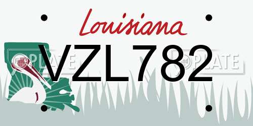 VZL782 Louisiana License Plate