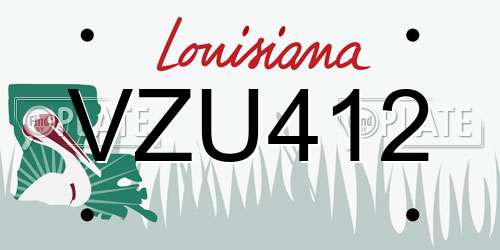 VZU412 Louisiana License Plate