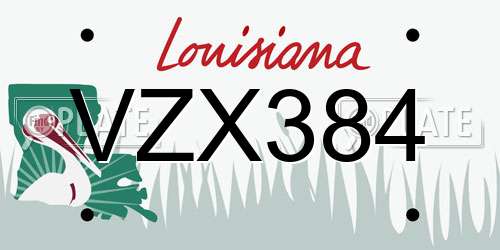 VZX384 Louisiana License Plate