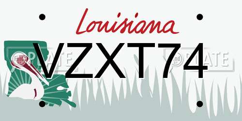 VZXT74 Louisiana License Plate