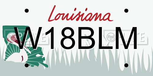 W18BLM Louisiana License Plate