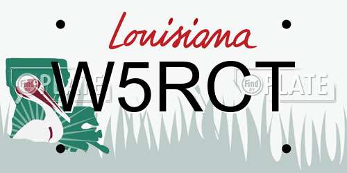 W5RCT Louisiana License Plate
