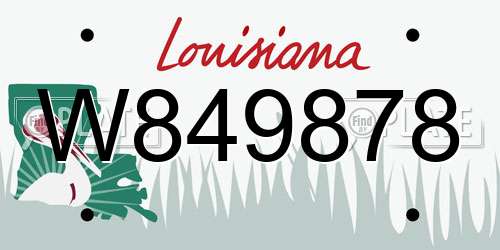W849878 Louisiana License Plate