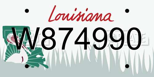W874990 Louisiana License Plate