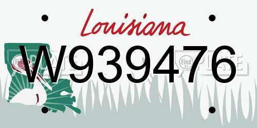 W939476 Louisiana License Plate