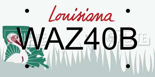 WAZ40B Louisiana License Plate