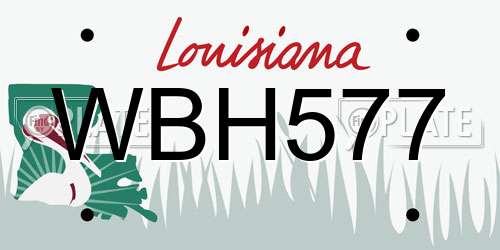 WBH577 Louisiana License Plate