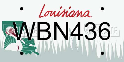 WBN436 Louisiana License Plate