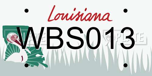 WBS013 Louisiana License Plate