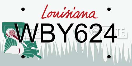 WBY624 Louisiana License Plate