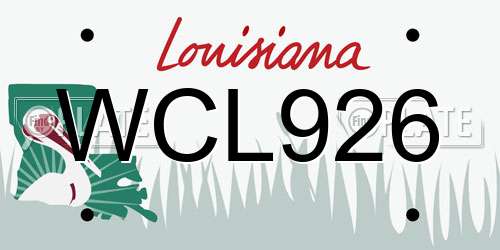 WCL926 Louisiana License Plate