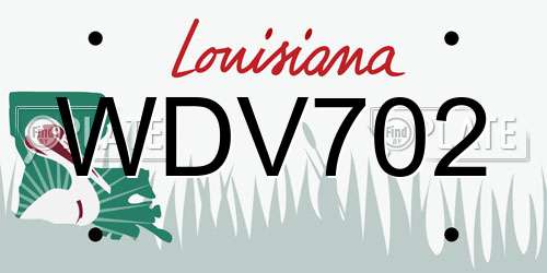 WDV702 Louisiana License Plate