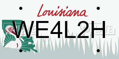 WE4L2H Louisiana License Plate