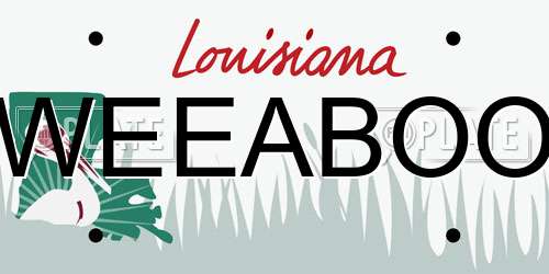WEEABOO Louisiana License Plate