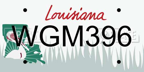 WGM396 Louisiana License Plate