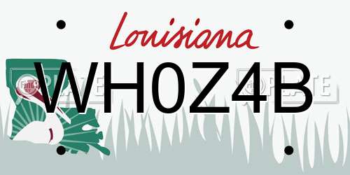 WH0Z4B Louisiana License Plate