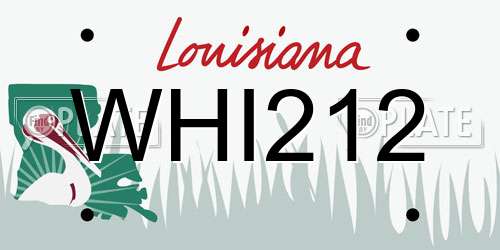 WHI212 Louisiana License Plate