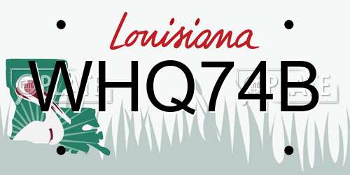 WHQ74B Louisiana License Plate
