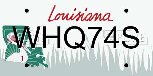 WHQ74S Louisiana License Plate