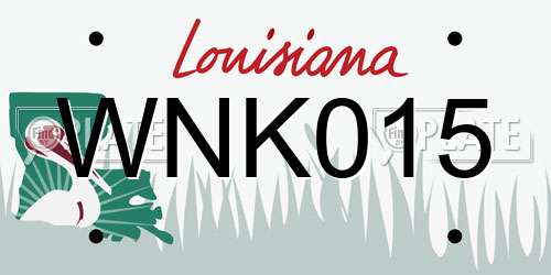 WNK015 Louisiana License Plate