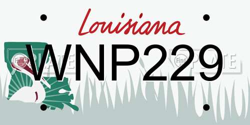WNP229 Louisiana License Plate