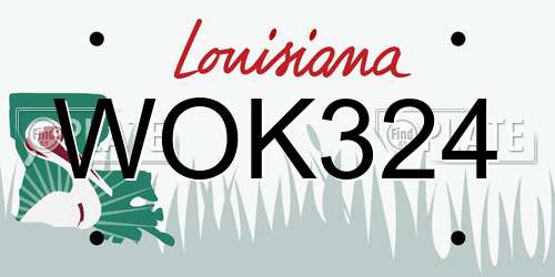 WOK324 Louisiana License Plate