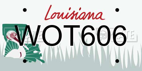 WOT606 Louisiana License Plate