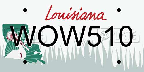 WOW510 Louisiana License Plate