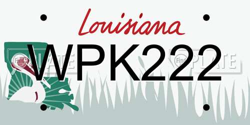 WPK222 Louisiana License Plate