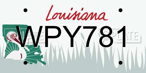 WPY781 Louisiana License Plate
