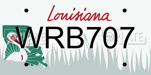 WRB707 Louisiana License Plate